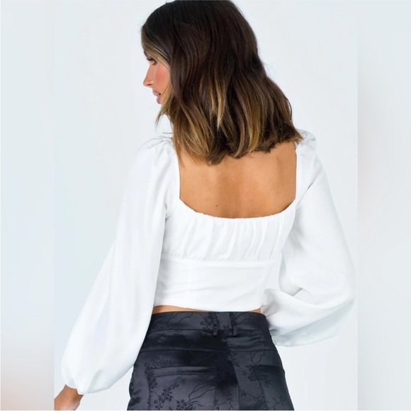 Princess Polly Ariah White Puff Long Sleeve Crop Top Size 2 - Picture 5 of 16